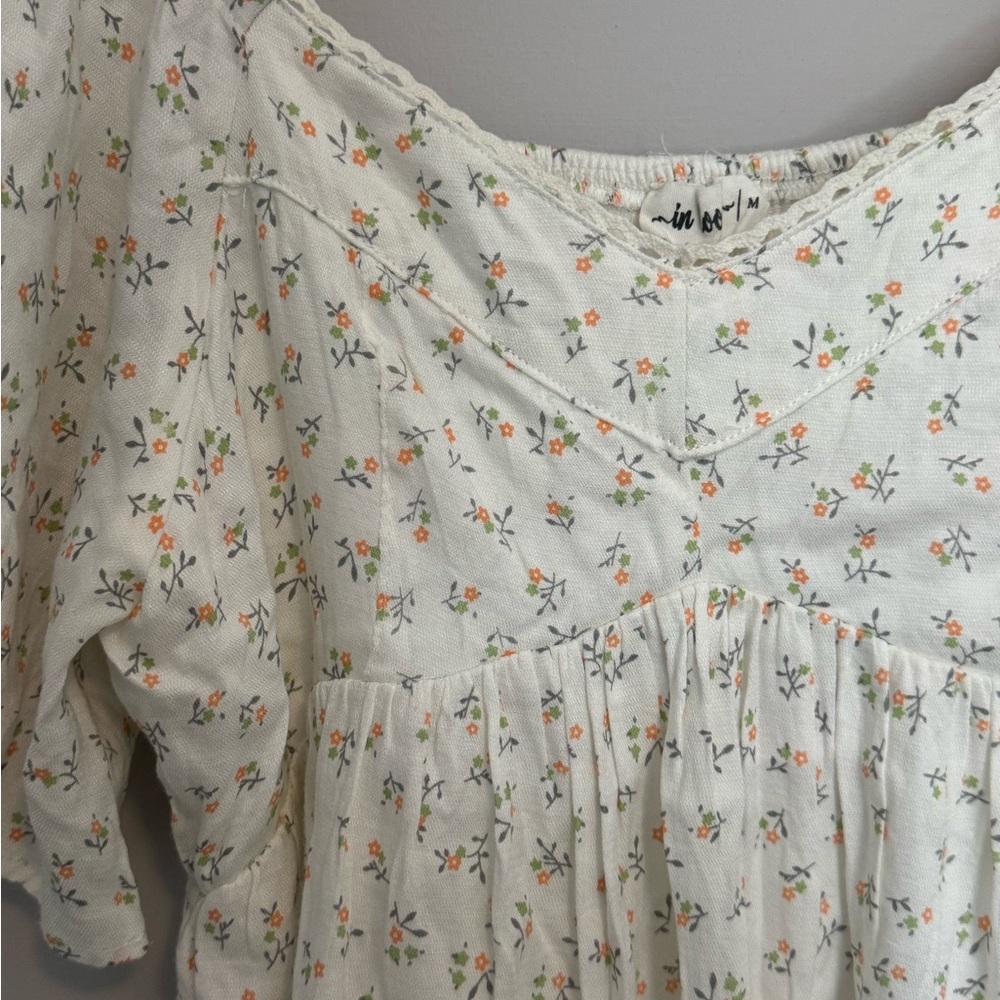 In Loom Women’s M Mini Floral Babydoll Dress Lace Cottagecore Prairie Spring - Picture 3 of 9